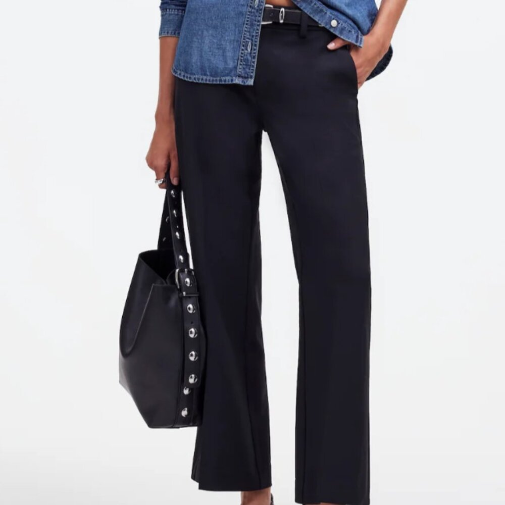 Madewell NWT Kick Out Crop Pants in Wool-Blend Twill, Black - Size 2
